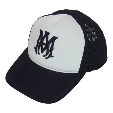 AMIRI アミリ 帽子 AMHATR1030 MA TWO TONE TRUCKER HAT MA ロゴ トラッカー メッシュ キャップ 帽子 ブラック系【中古】
