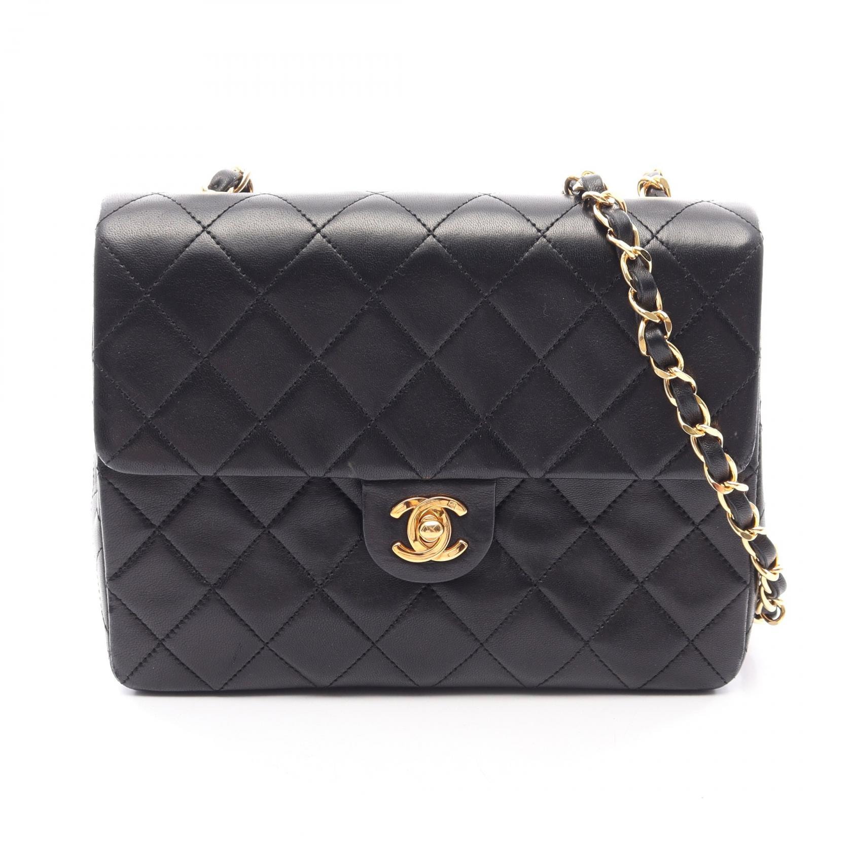 シャネル CHANEL ミニ ショルダーバッグ バッグ ラムスキン（羊革） レディース ブラック系 AS2379 【中古】 CHANEL（シャネル） ミニマトラッセ フリル ショルダーバッグ バッグ