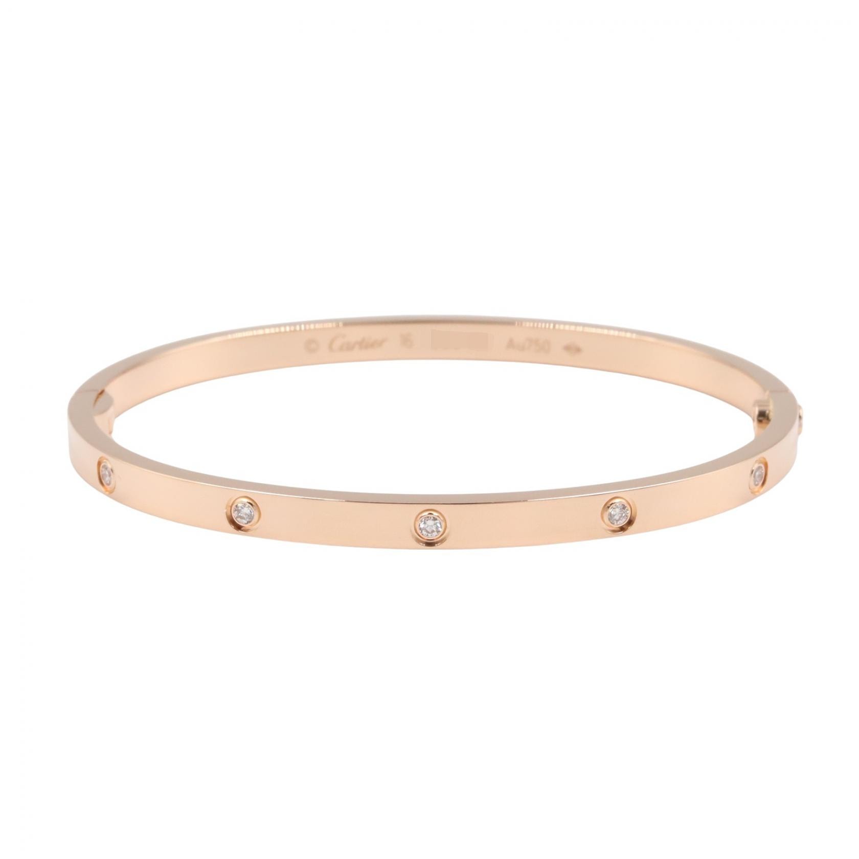 カルティエ CARTIER ラブブレス スモール 10PD ブレスレット アクセサリー K18PG(ピンクゴールド) ダイヤモンド レディース ゴールド系 / クリア系 CRB6047916 【中古】
