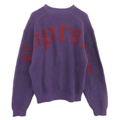 Supreme シュプリーム ニット 25SS Old English Printed Sweater オールドイングリッシュロゴ バックロゴプリント ニット セーター パープル系 M【美品】【中古】