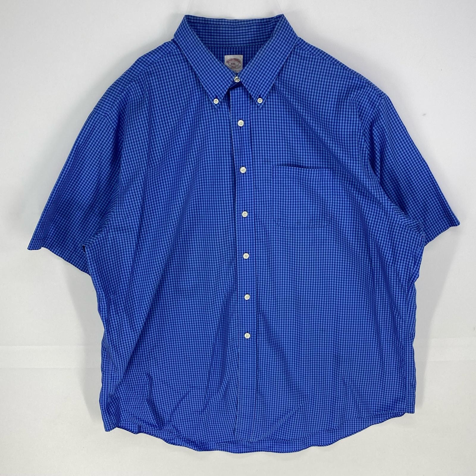 古着 ブルックスブラザーズ Brooks Brothers 半袖シャツ ボタンダウン 346 ショートスリーブ 2XL  ブルー系 チェック メンズ
