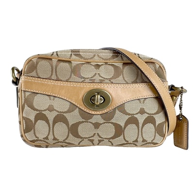 コーチ COACH ショルダーバッグ シグネチャー キャンバス ブラウン レディース【中古】 z8586