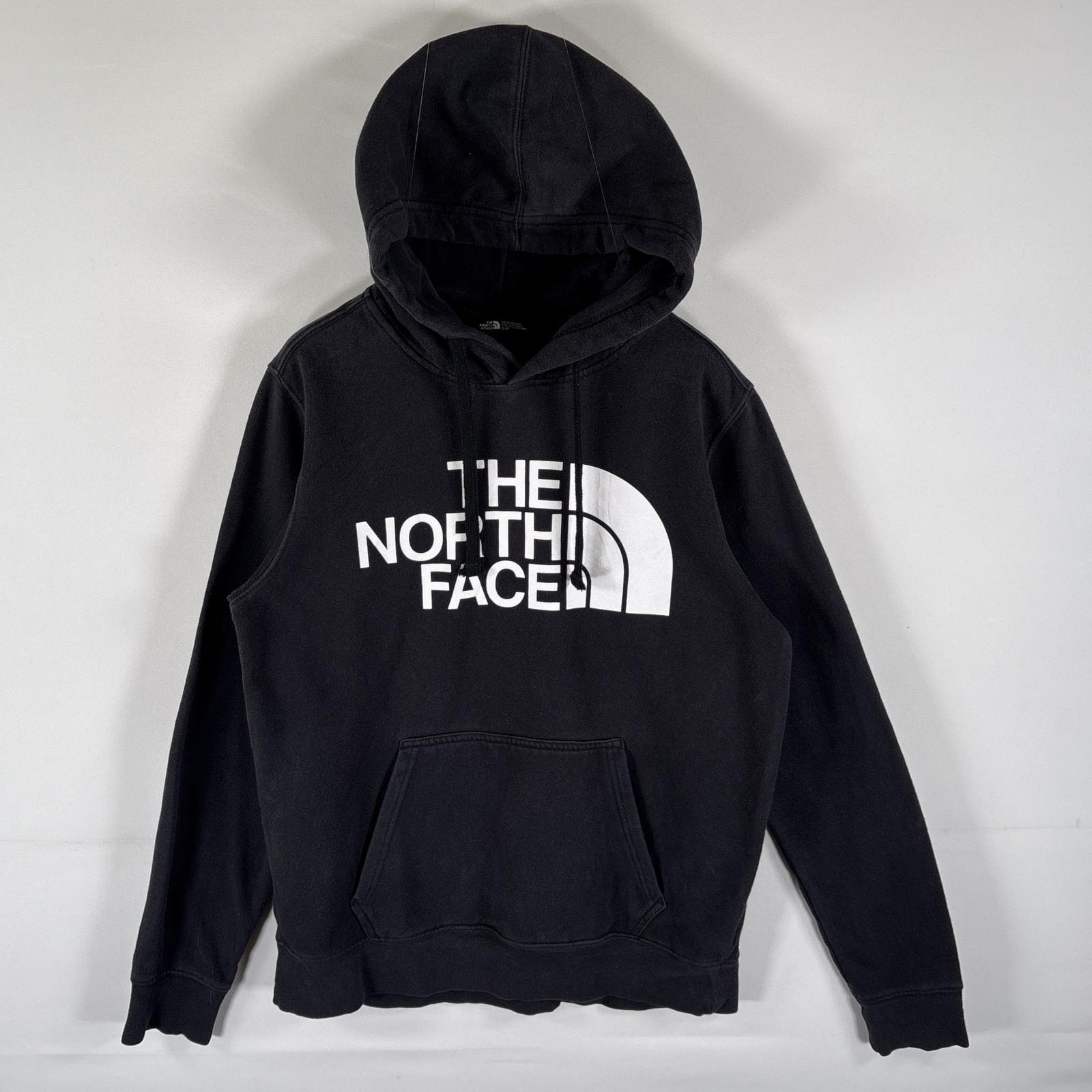 古着 ザ・ノースフェイス THE NORTH FACE パーカー スウェット ビッグロゴプリント プルオーバー フーディ S ブラック メンズ