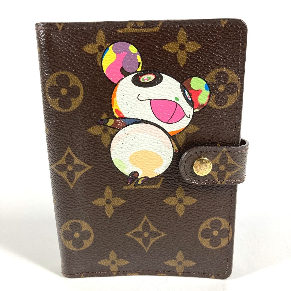 ルイヴィトン LOUIS VUITTON アジェンダPM R20011 モノグラムパンダ 村上隆 システム手帳 ステーショナリー 手帳カバー モノグラムキャンバス ブラウン