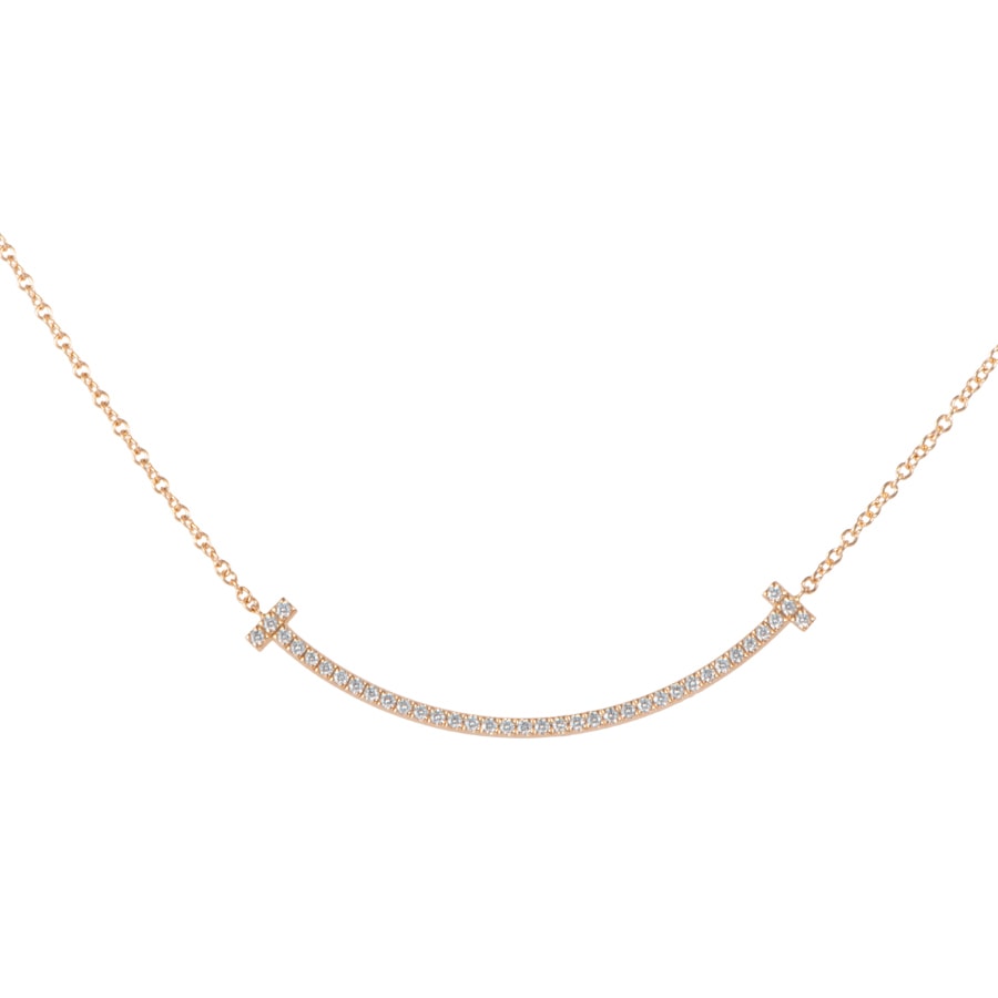 TIFFANY&Co. ティファニー ティファニーT スマイル ペンダント スモール ネックレス ダイヤモンド K18RG ダイヤモンド ピンク ゴールド【中古】
