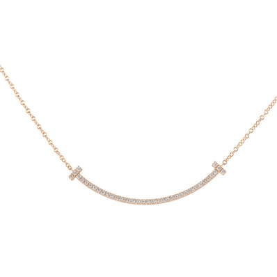 TIFFANY&Co. ティファニー ティファニーT スマイル ペンダント スモール ネックレス ダイヤモンド K18RG ダイヤモンド ピンク ゴールド【中古】