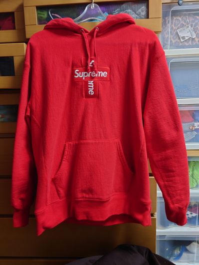 Supreme Cross Box Logo Hooded Sweatshirt "Red"