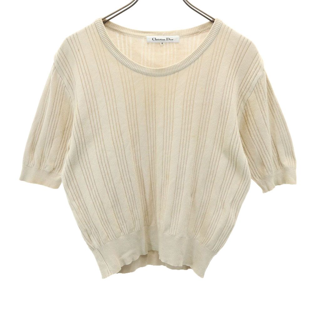 Christian Dior クリスチャンディオール 90s オールド 5分袖 セーター M ベージュ ニット