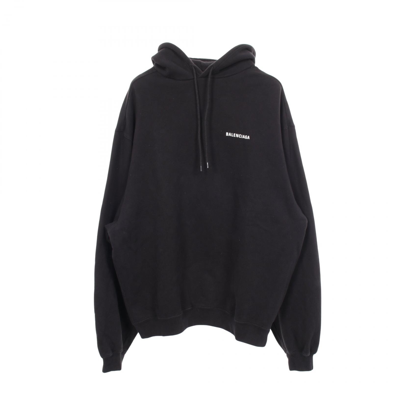 バレンシアガ BALENCIAGA DEFILE オーバーサイズ 裏起毛 パーカー 衣料品 トップス コットン メンズ レディース ブラック系 641679 【中古】