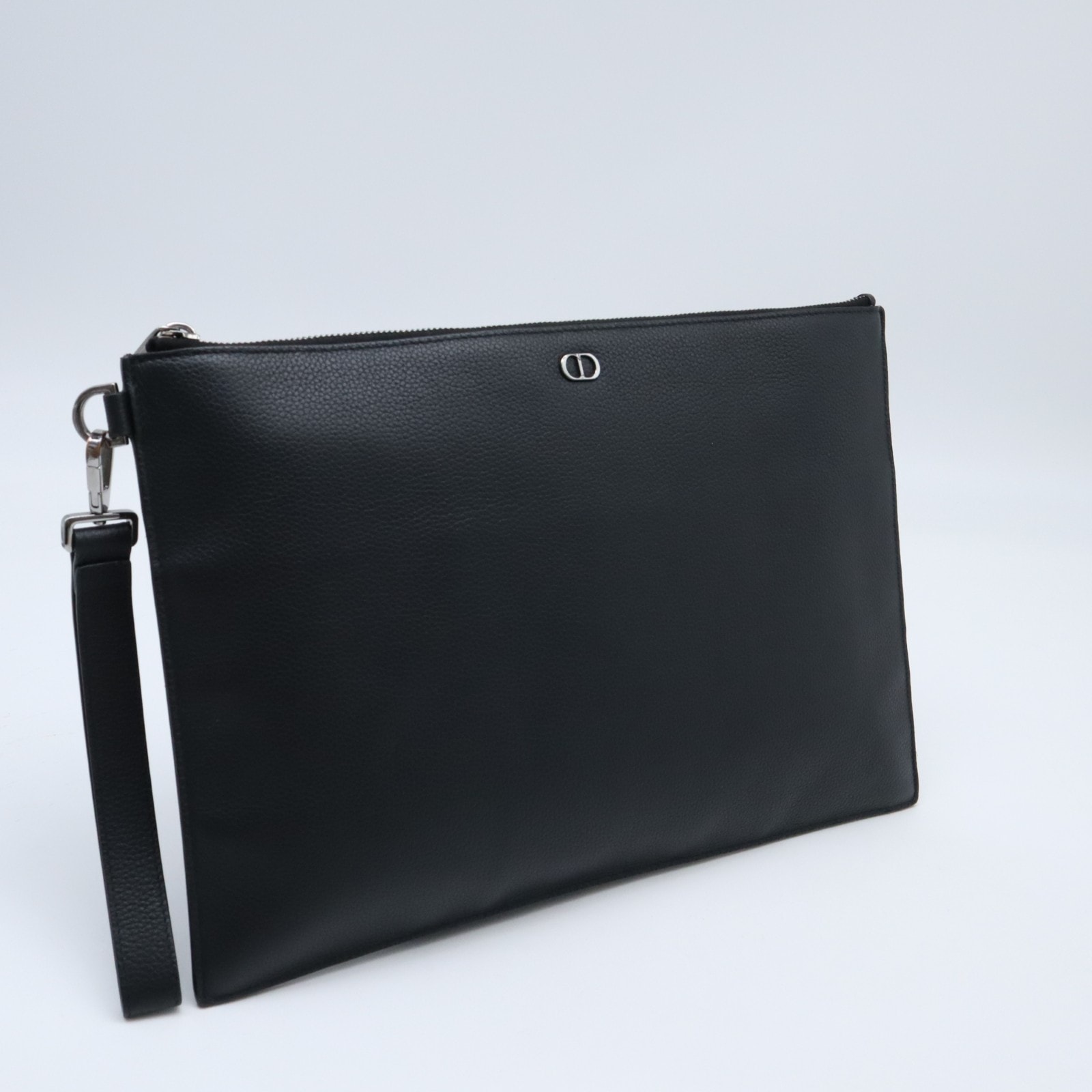 美品 Dior ディオール CD Icon トライアングル ポーチ 2ICCA589ICO クラッチバッグ ブラック カーフレザー メンズ