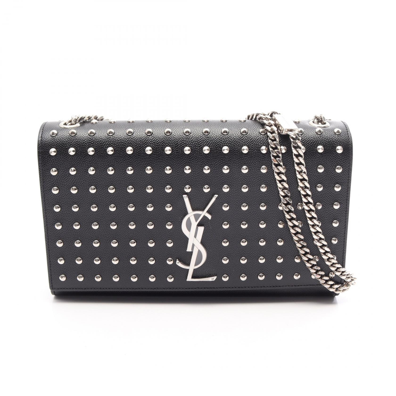 サンローランパリ SAINT LAURENT PARIS ケイト ミディアム スタッズ ショルダーバッグ バッグ レザー レディース ブラック系 【中古】