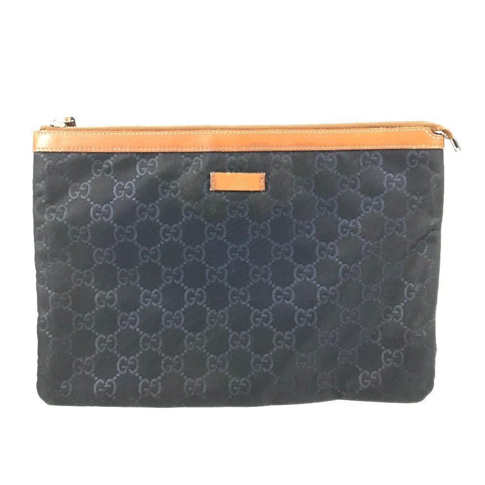 グッチ GUCCI GG ロゴ 286209 総柄 ポーチ カバン セカンドバッグ クラッチバッグ レザー/ナイロン ネイビー