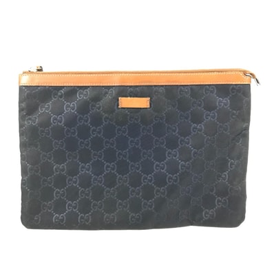 グッチ GUCCI GG ロゴ 286209 総柄 ポーチ カバン セカンドバッグ クラッチバッグ レザー/ナイロン ネイビー