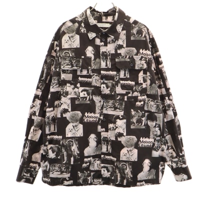 MAISON KITSUNE メゾンキツネ フォトプリント 長袖 コットンシャツ M ブラック系