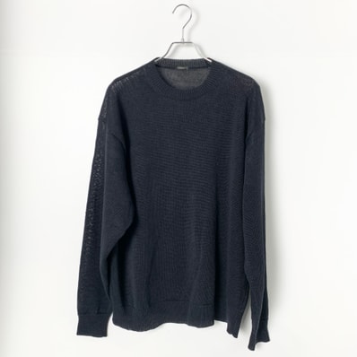 COMOLI Linen Crew Neck Knit "Black"