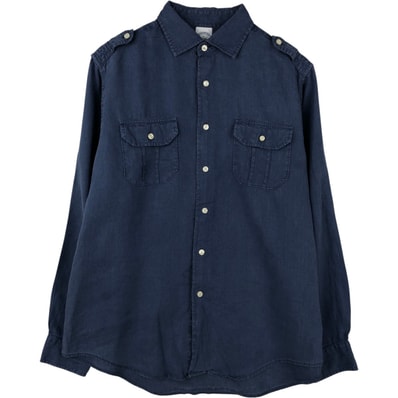 古着 ブルックスブラザーズ Brooks Brothers Est.1818 ワイドカラー 長袖 リネンシャツ メンズL相当/eaa668180