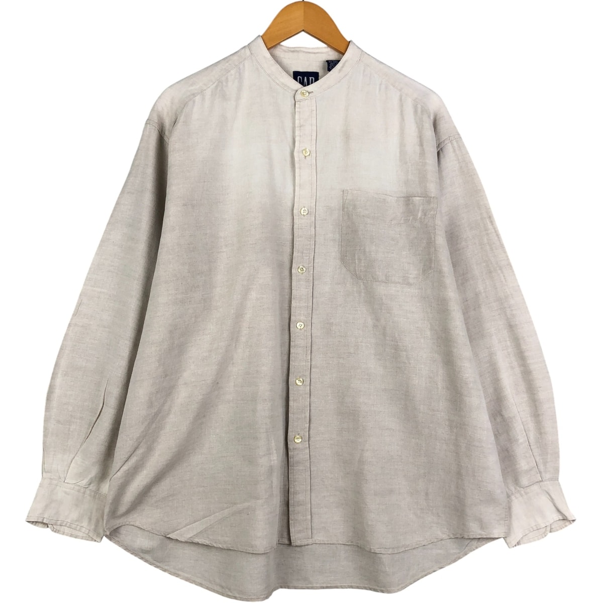 古着 90年代 ギャップ GAP オールドギャップ ノーカラー 長袖 リネン×コットンシャツ メンズL相当 ヴィンテージ/eaa600502
