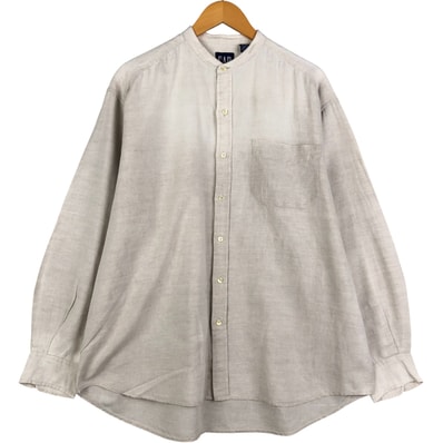 古着 90年代 ギャップ GAP オールドギャップ ノーカラー 長袖 リネン×コットンシャツ メンズL相当 ヴィンテージ/eaa600502