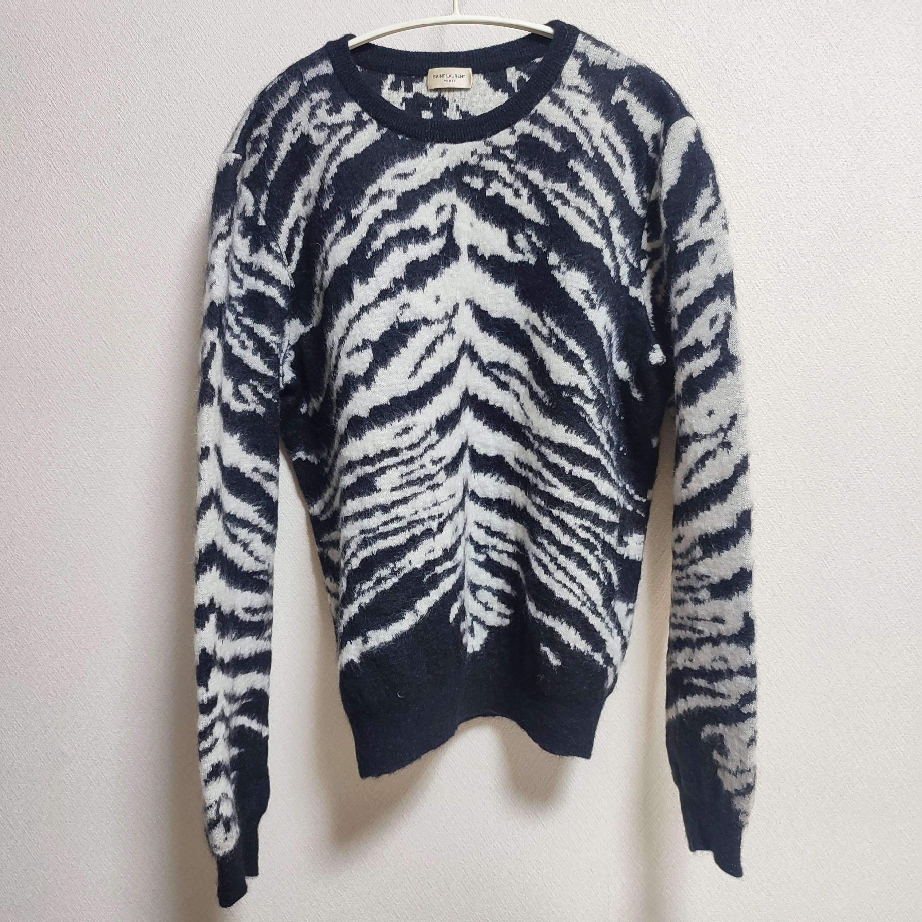 サンローランパリ 14AW ゼブラモヘアニット 352842 Y1FC1 XL