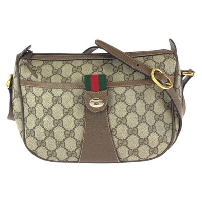 GUCCI グッチ ヴィンテージ オールドグッチ シェリーライン ベージュ ブラウン ゴールド金具 GGスプリームキャンバス ショルダーバッグ メッセンジャーバッグ 602277 【中古】