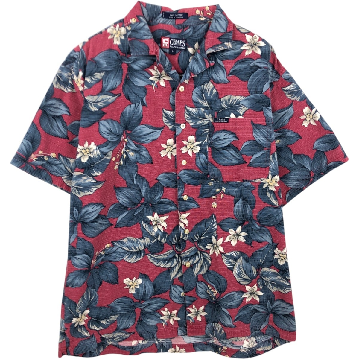 古着 ラルフローレン Ralph Lauren CHAPS チャップス 花柄 オープンカラー ハワイアンアロハシャツ ボックスシャツ メンズL相当/eaa614561