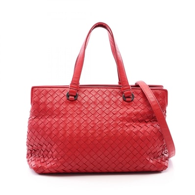 ボッテガヴェネタ BOTTEGA VENETA イントレチャート 2WAY トートバッグ バッグ レザー レディース レッド系 【中古】