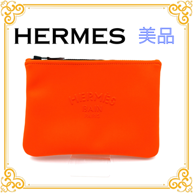 ■美品■ HERMES エルメス トゥルース フラット PM ネオバン ポーチ オレンジ クラッチバッグ ポリアミド エラスタン レディース 小物入れ