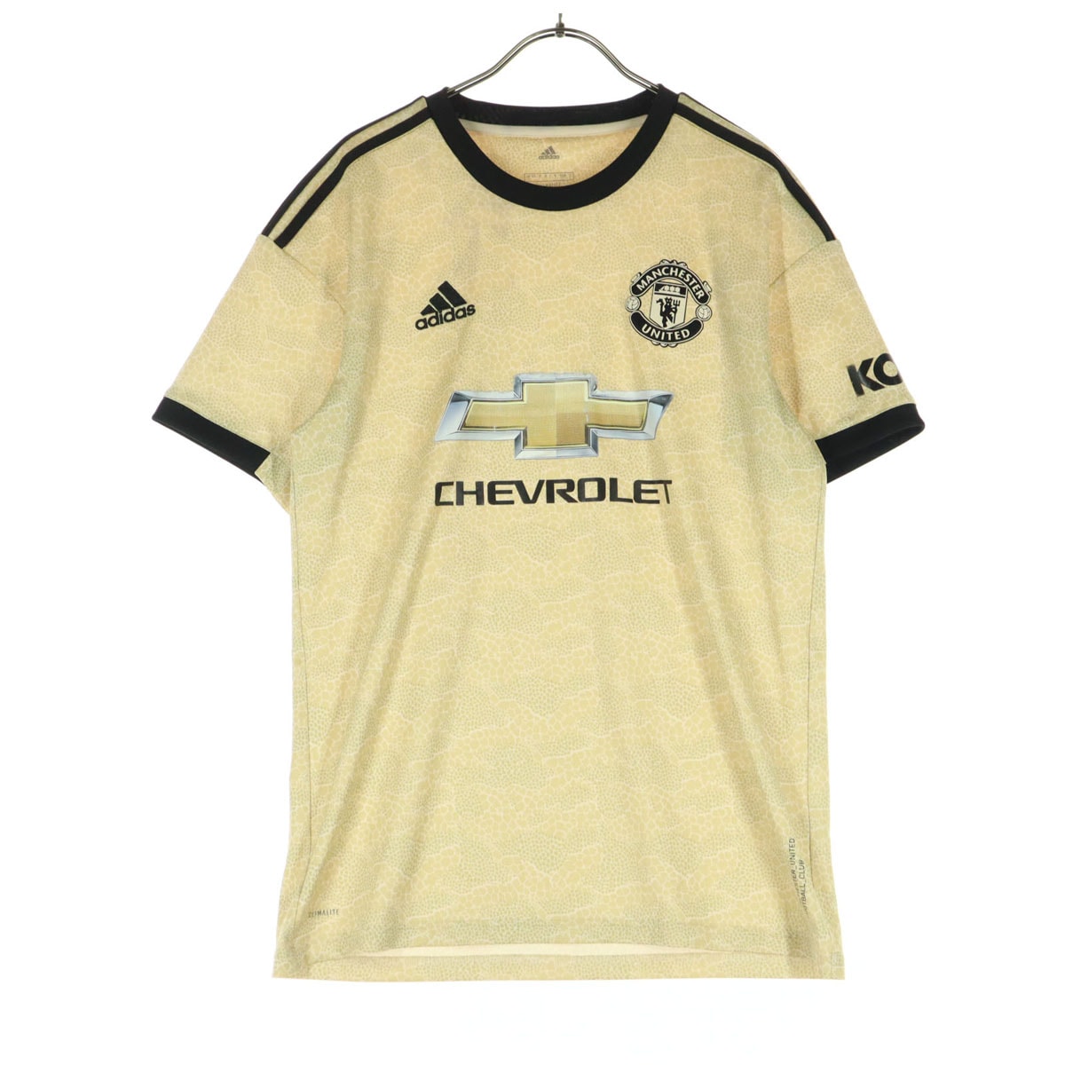 adidas アディダス マンチェスター・ユナイテッド アウェイ フロントプリント ワンポイントロゴ 半袖 Tシャツ L ベージュ