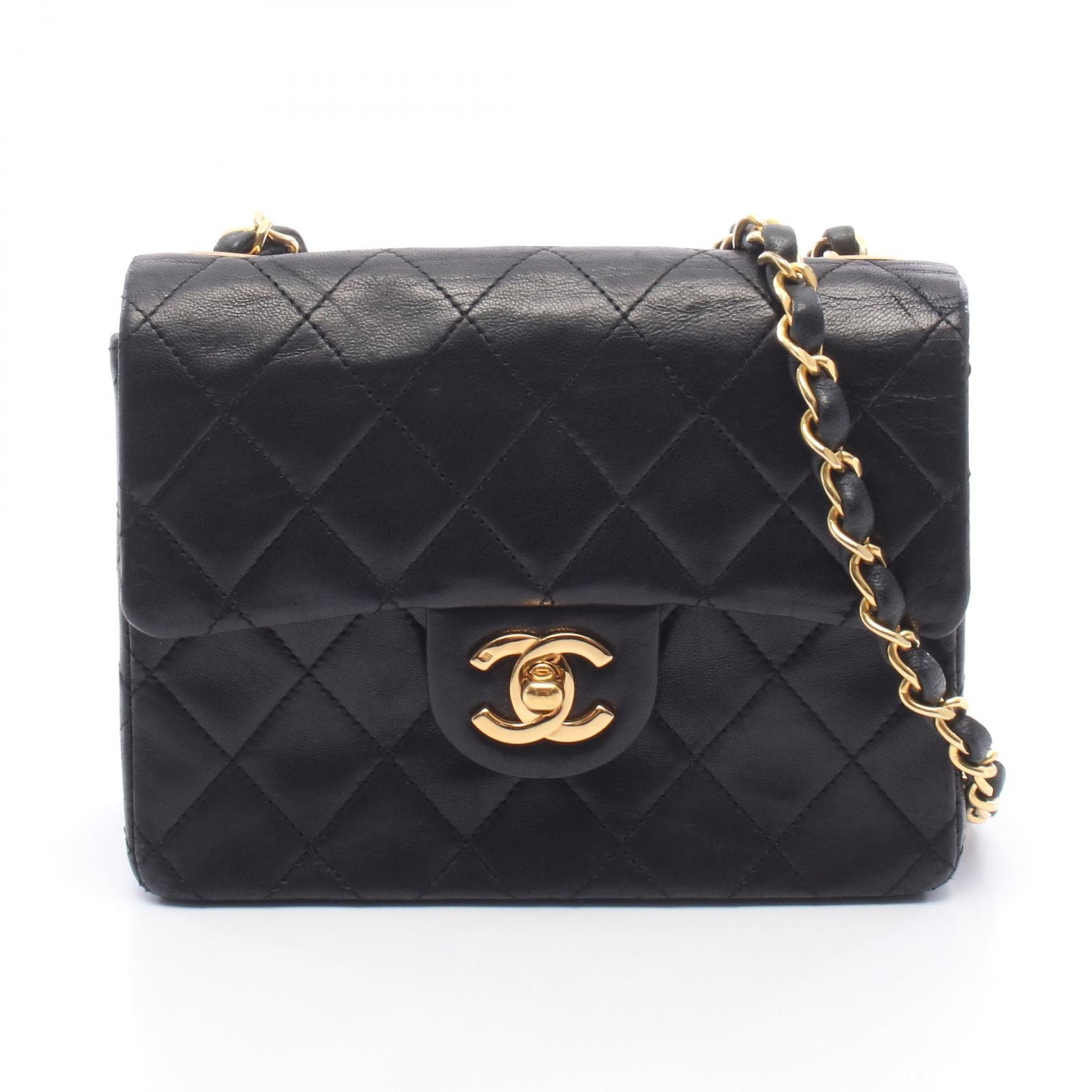 シャネル CHANEL ミニマトラッセ ショルダーバッグ バッグ ラムスキン(羊革) レディース ブラック系 【中古】