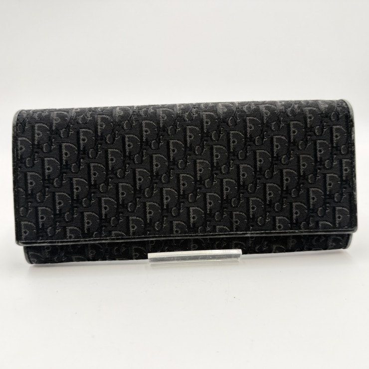 DIOR(ディオール)ディオール オブリーク ジャカード 長財布 ロングウォレット ブラック レザー スナップボタン メンズ レディース