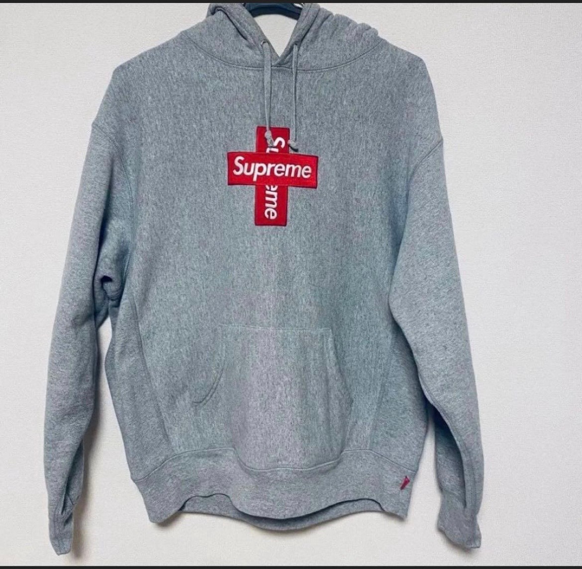 Supreme Cross Box Logo Hooded Sweatshirt "Grey"