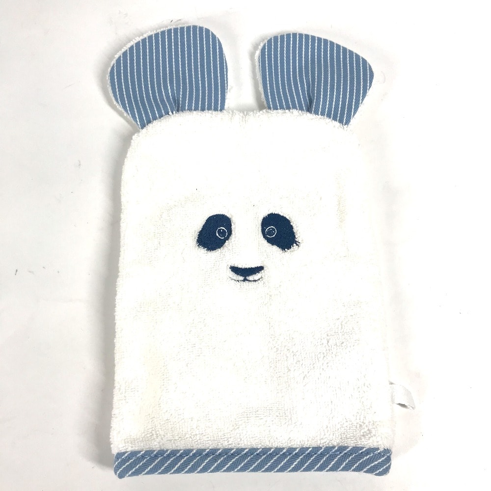 エルメス HERMES ミトン パンダ ベビー BABY 赤ちゃん ウォッシュクロスパススルー ボディミトン タオル コットン ブルー 未使用
