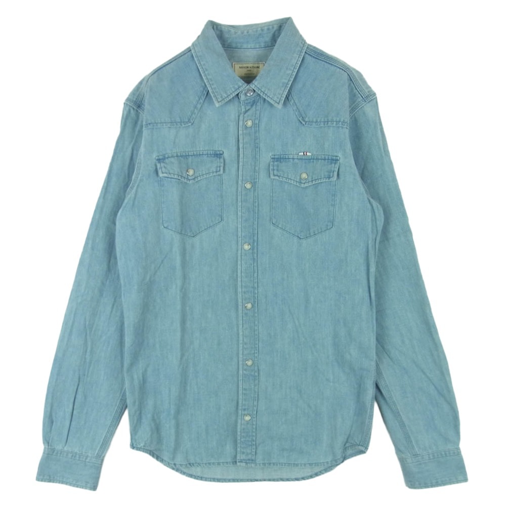 MAISON KITSUNE メゾンキツネ KMH-39000-A デニム 長袖 シャツ コットン 日本製 インディゴブルー系 XXS【中古】