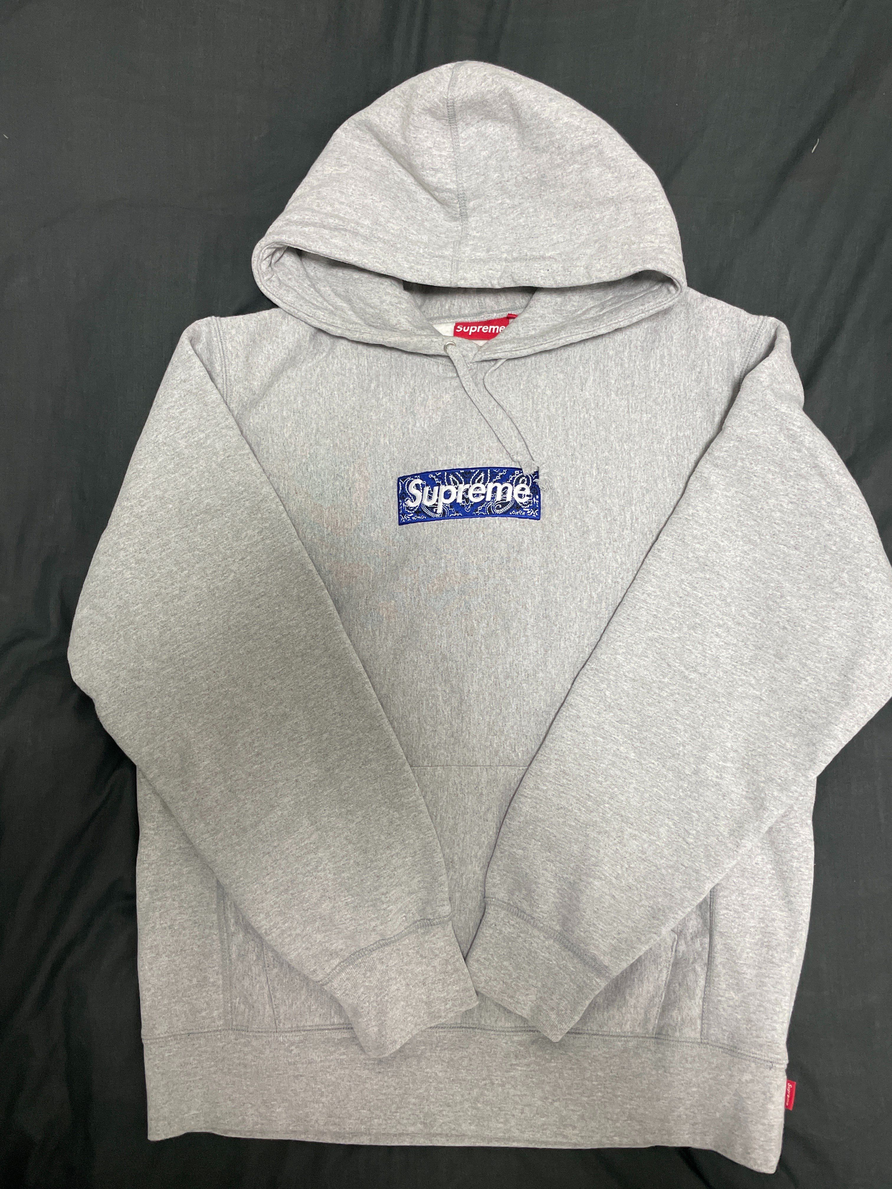 Supreme Bandana Box Logo Hooded Sweatshirt "Grey"