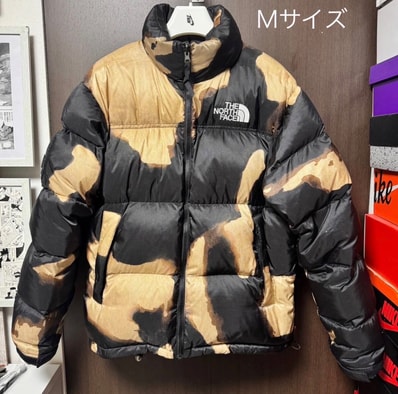 Supreme x The North Face Bleached Denim Print Nuptse Jacket "Black"