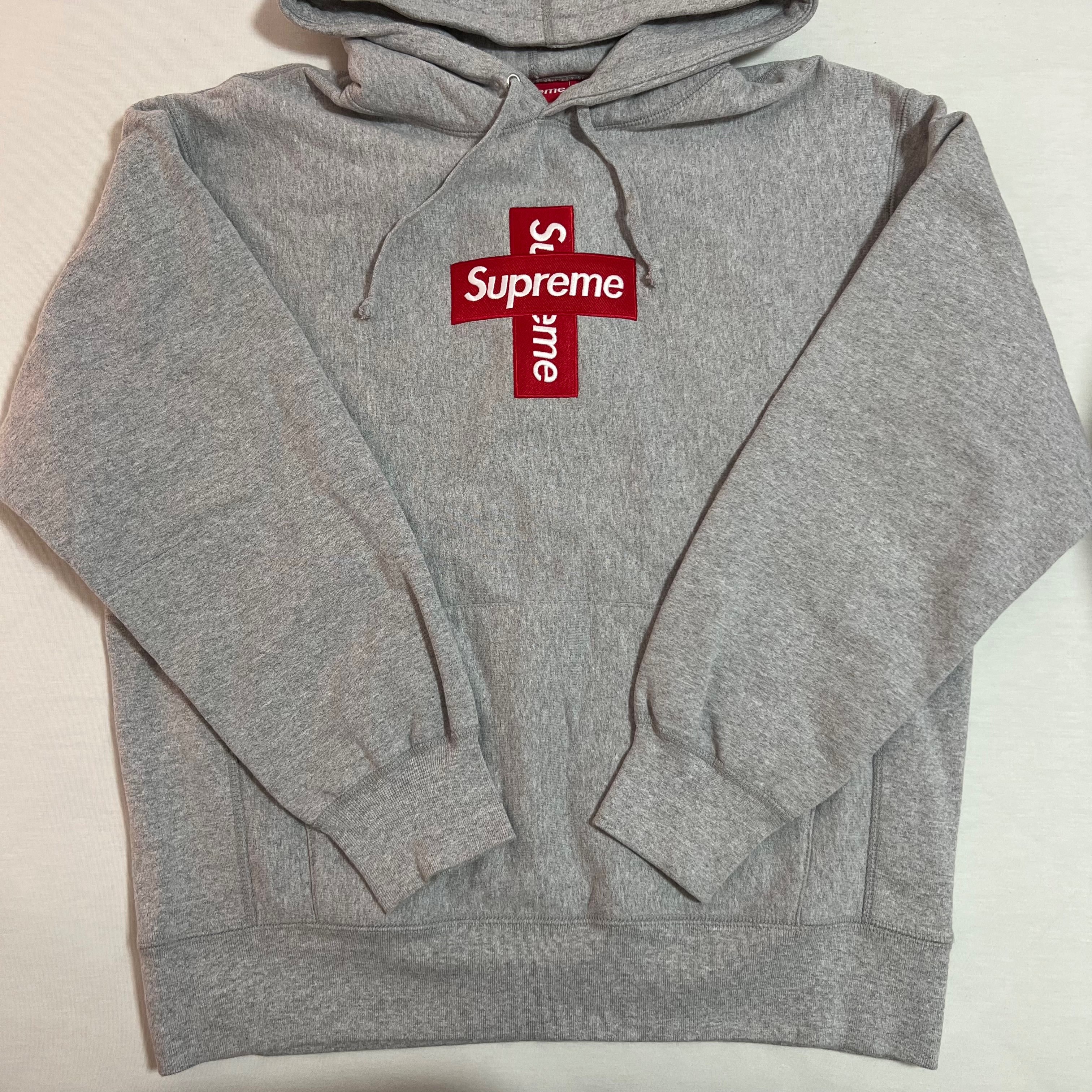 Supreme Cross Box Logo Hooded Sweatshirt "Grey"