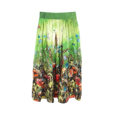 ディオール Dior 花柄 スカート 衣料品 ボトムス コットン レディース グリーン系 / マルチカラー 【中古】
