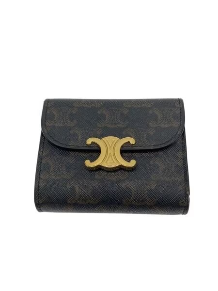 美品 1551 CELINE 長財布 がま口 マカダム ブラック トリオンフ 【公式