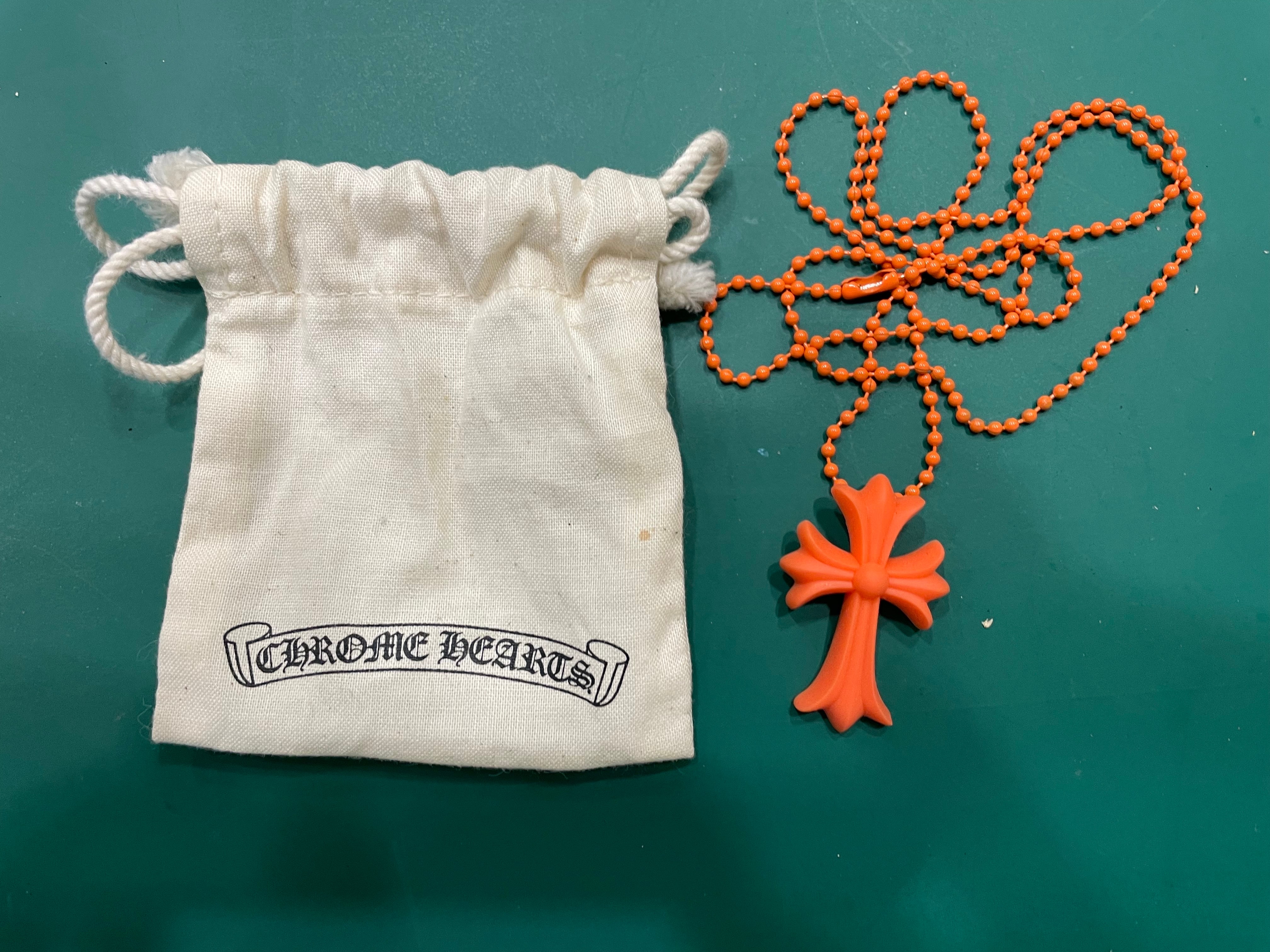 Chrome Hearts Rubber Small CH Cross Silicon Necklace "Orange"