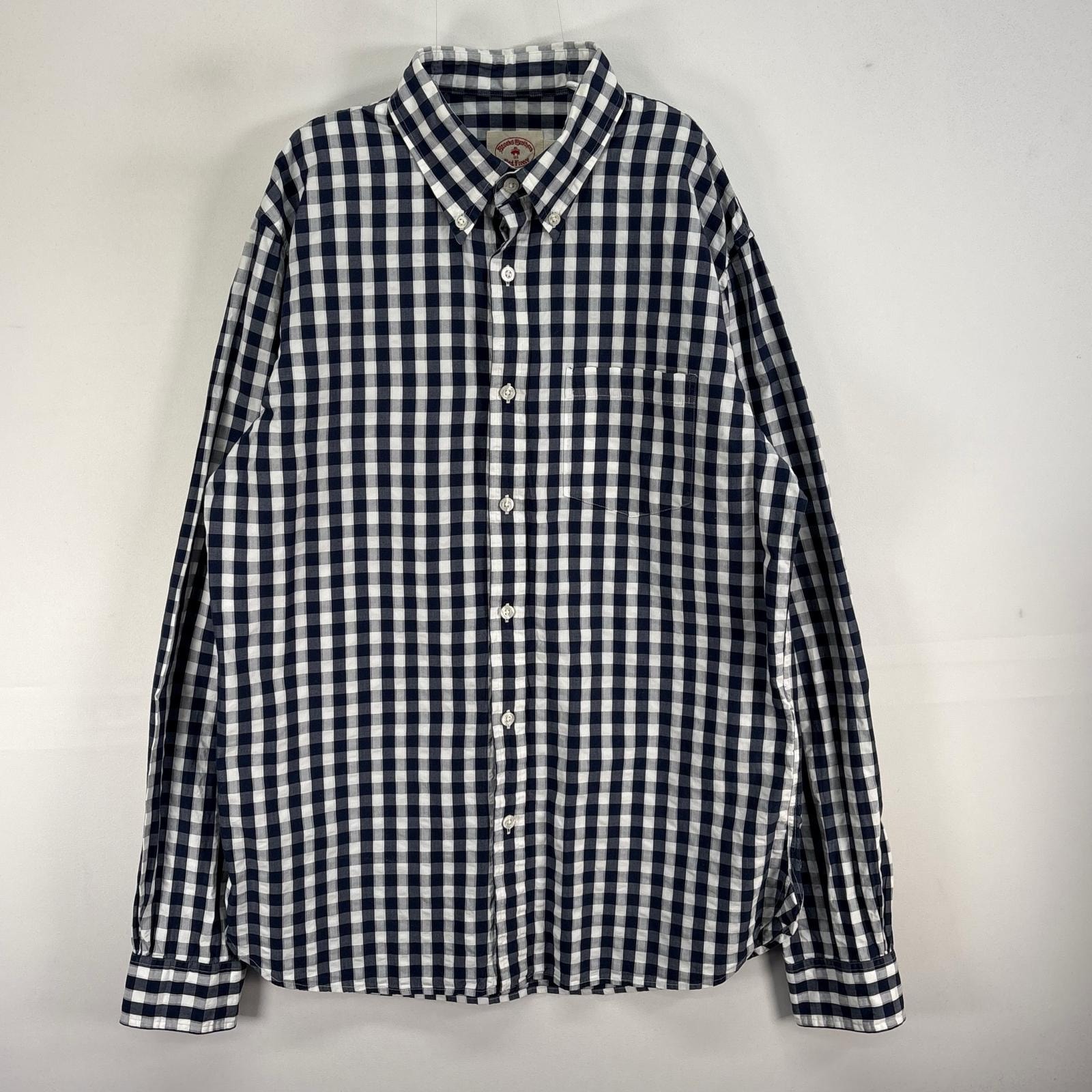 古着 ブルックスブラザーズ Brooks Brothers 長袖シャツ RED FLEECE ボタンダウン 胸ポケ M ネイビー系 チェック メンズ