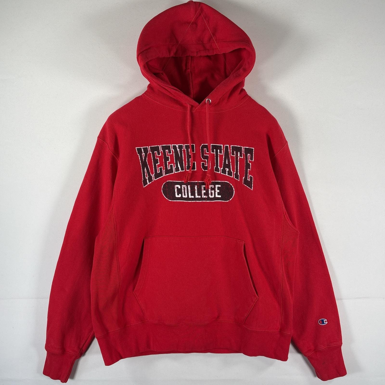 古着 チャンピオン Champion パーカー リバースウィーブ プルオーバー フーディ スウェット カレッジロゴプリント LARGE  レッド メンズ