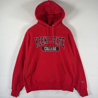 古着 チャンピオン Champion パーカー リバースウィーブ プルオーバー フーディ スウェット カレッジロゴプリント LARGE レッド メンズ