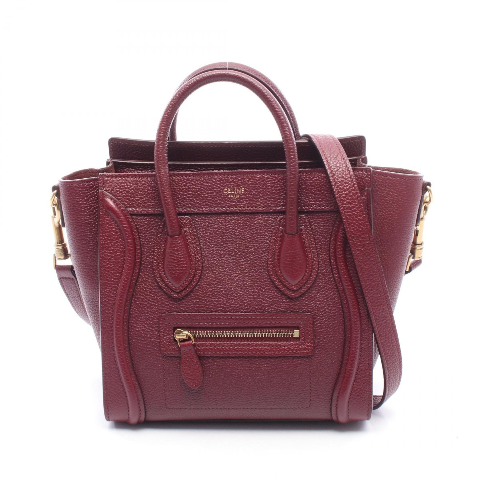 セリーヌ CELINE ラゲージ ナノショッパー 2WAY ハンドバッグ バッグ レザー レディース パープル系 【中古】