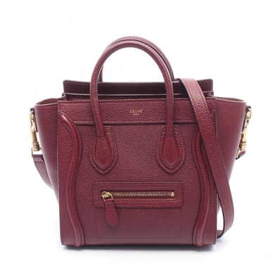 セリーヌ CELINE ラゲージ ナノショッパー 2WAY ハンドバッグ バッグ レザー レディース パープル系 【中古】