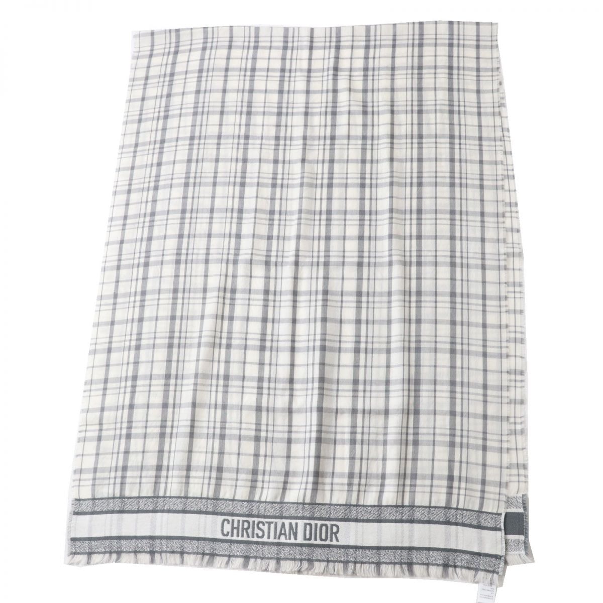 極美品 ディオールオム
ストール 白×グレー レディース