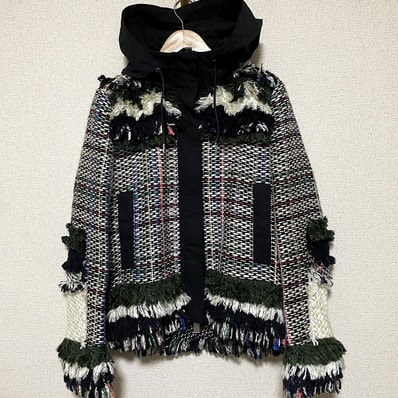 sacai サカイ ツイードジャケット パーカードッキング ブルゾン