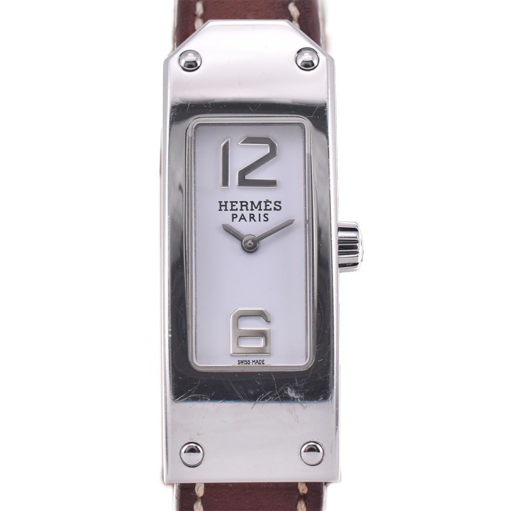 値下 エルメス HERMES KT1.210 ケリー2 ウオッチ ドゥブルトゥール クォーツ レディース 箱・保証書付き B#144398