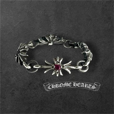 Chrome Hearts Tiny E CH Plus Ring With Pink Sapphire "Silver"
