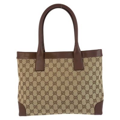 美品 GUCCI グッチ ベージュ ブラウン GGキャンバス レザー/ トートバッグ ショルダーバッグ 601329 【中古】