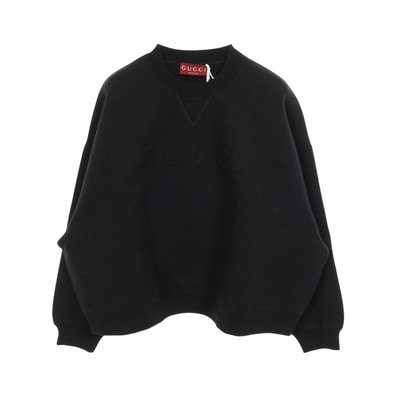 グッチ GUCCI エンボスロゴ スウェット 衣料品 トップス コットン メンズ ブラック系 【中古】
